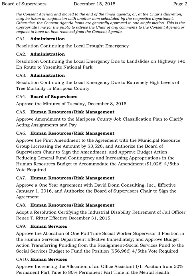 2015 12 15 mariposa county board of supervisors agenda 2