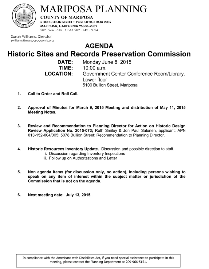 2015 06 08 Historic Sites & Records Preservation Commission