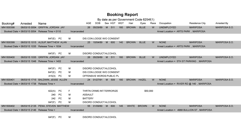 booking report 6 3 2015