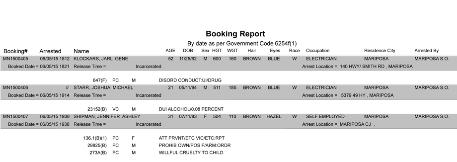booking report 6 5 2015