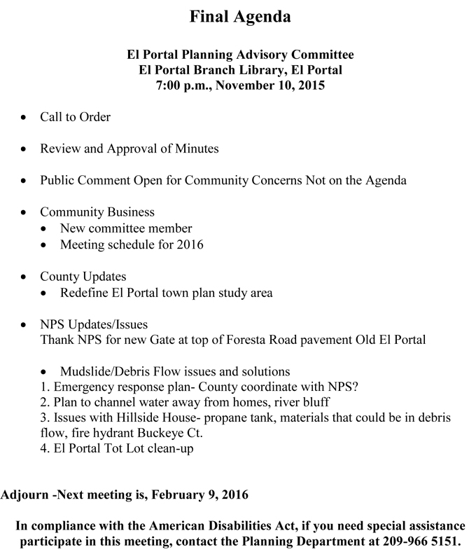 2015 11 10 el portal planning advisory committee agenda