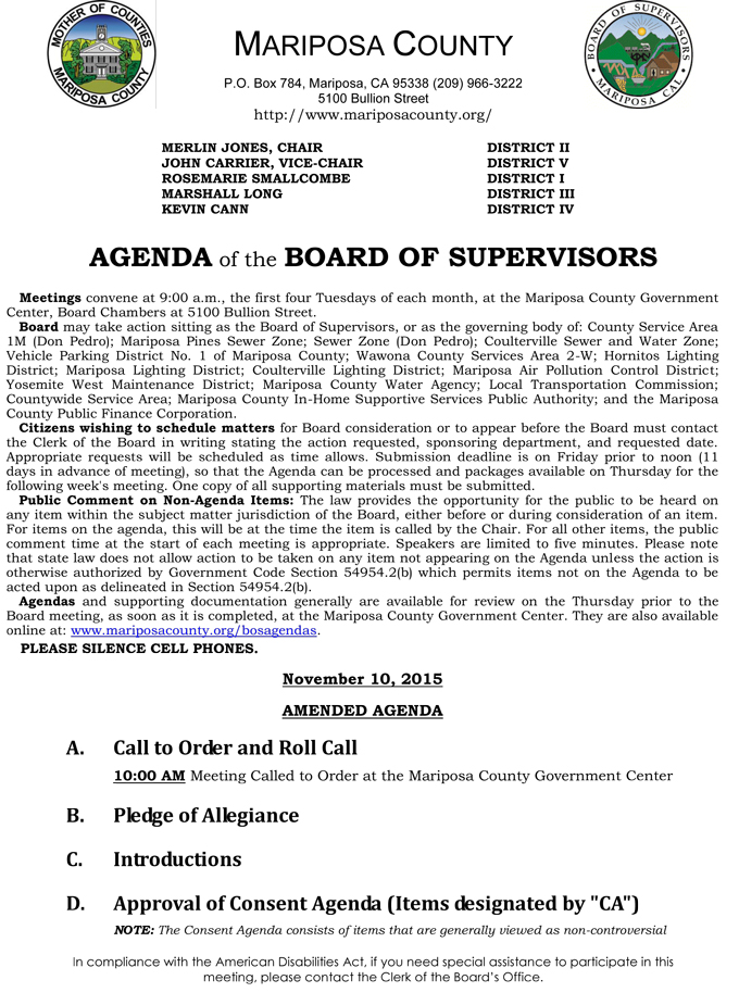 2015 11 10 mariposa county board of supervisors public agenda 1
