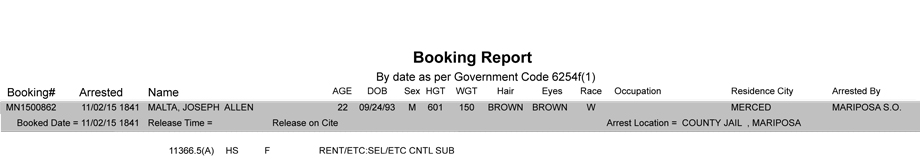 mariposa county booking report 11 2 2015