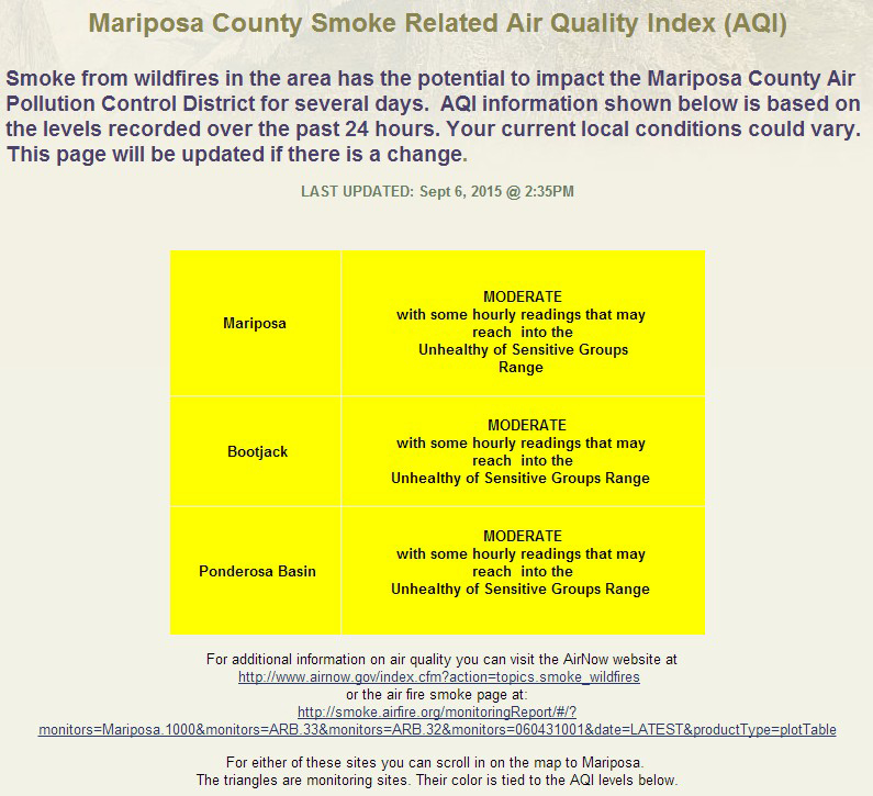 mariposa county air quality september 06 2015 afternoon