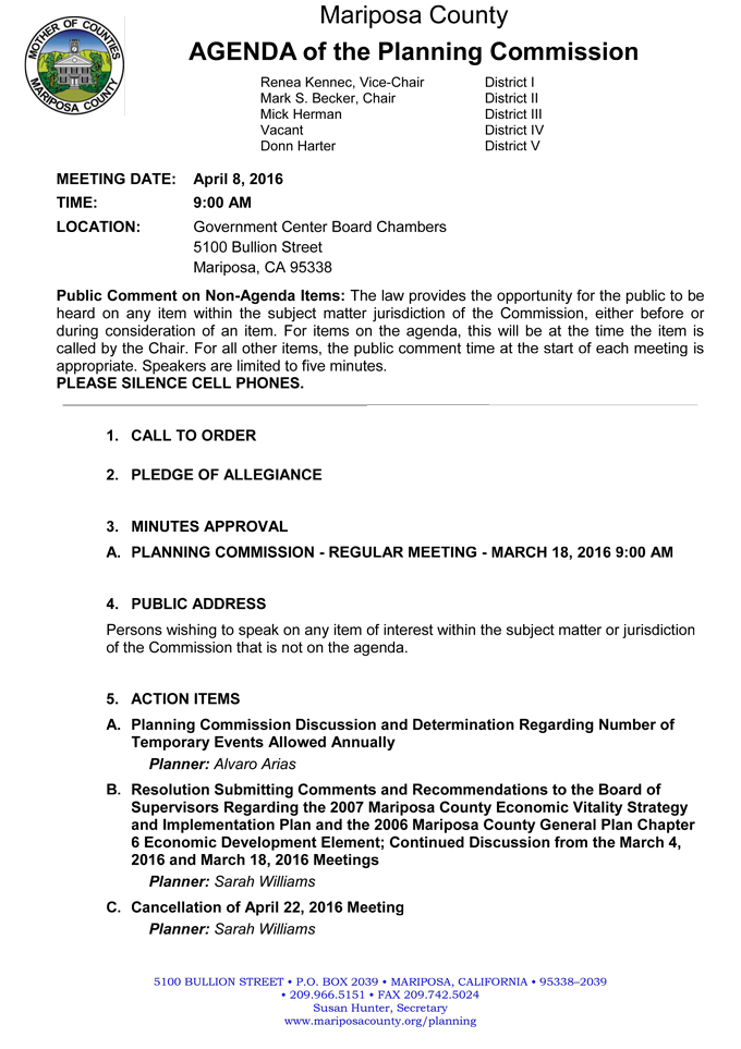 2016 04 08 mariposa county planning commission agenda april 8 2016 1