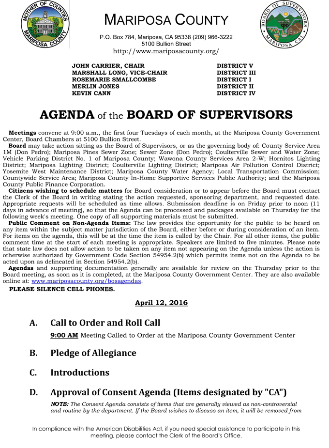 2016 04 12 mariposa county board of supervisors agenda april 12 2016 1