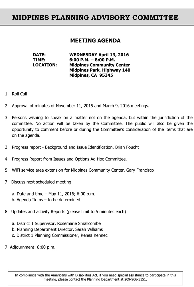 2016 04 13 midpines planning advisory committee agenda april 13 2016