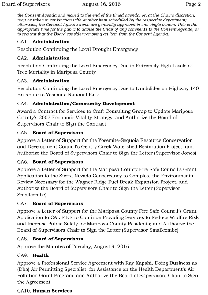 2016 08 16 mariposa county board of supervisors agenda august 8 2016 2