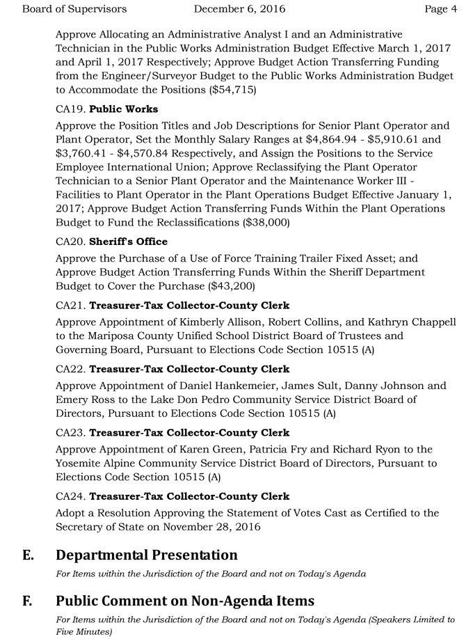 2016 12 06 mariposa county board of supervisors agenda december 6 2016 4