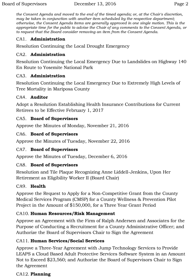 2016 12 13 mariposa county board of supervisors agenda december 13 2016 2
