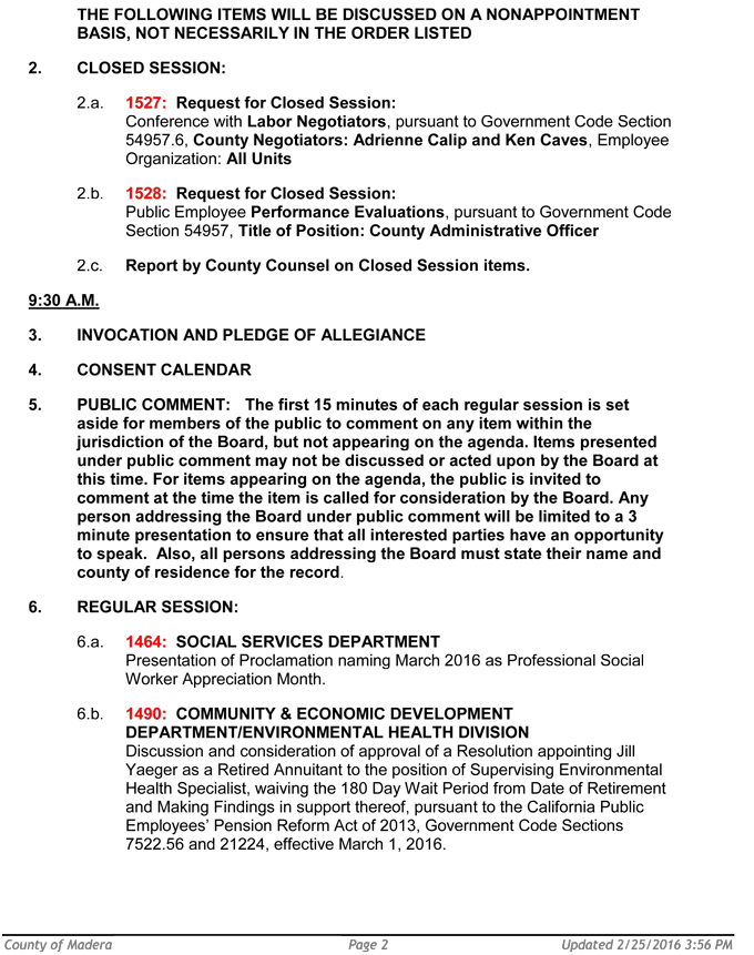 madera county board of supervisors meeting agenda march 1 2016 2
