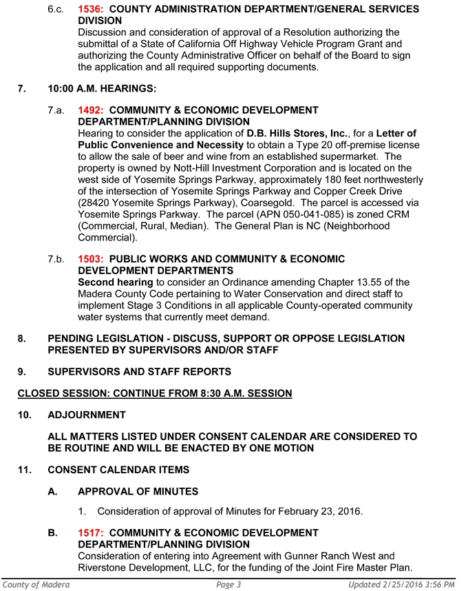madera county board of supervisors meeting agenda march 1 2016 3