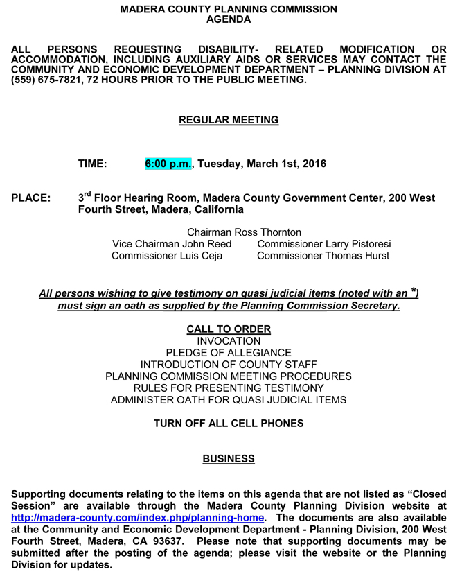 madera county planning department agenda march 1 2016 1