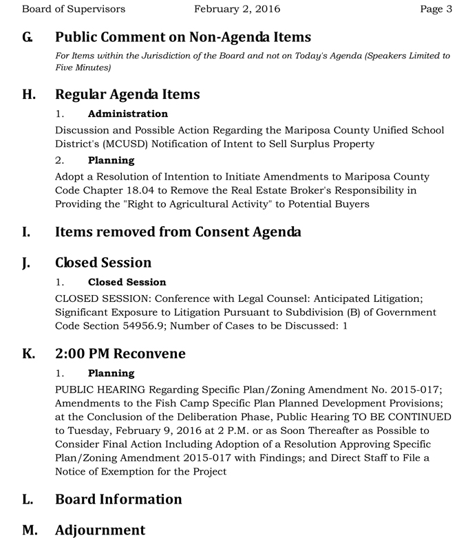 mariposa county board of supervisors meeting agenda febuary 2 2016 3