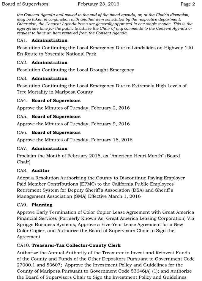 mariposa county board of supervisors meeting agenda febuary 23 2016 2