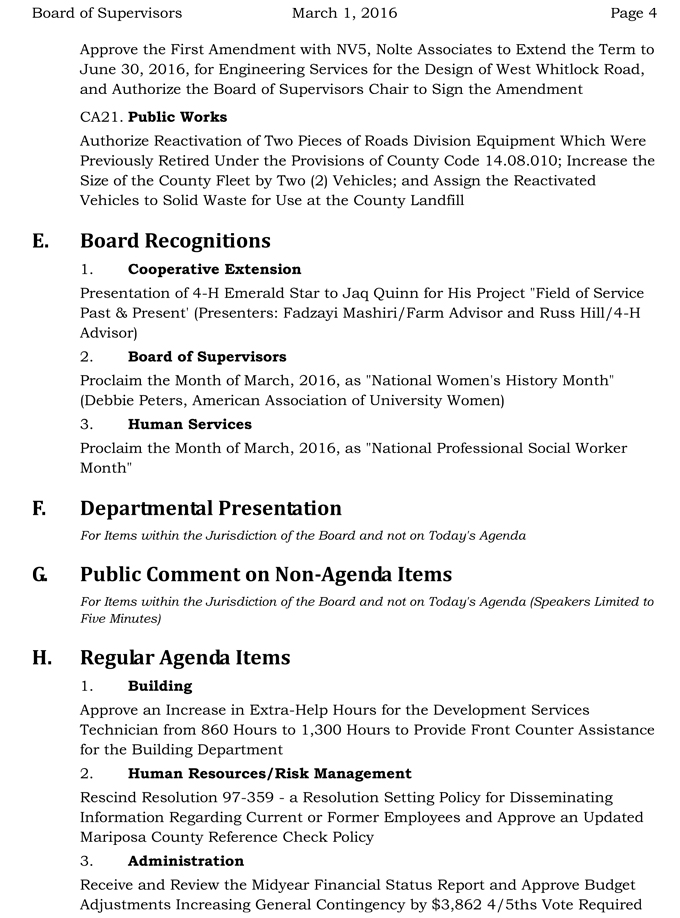 mariposa county board of supervisors meeting agenda march 1 2016 4