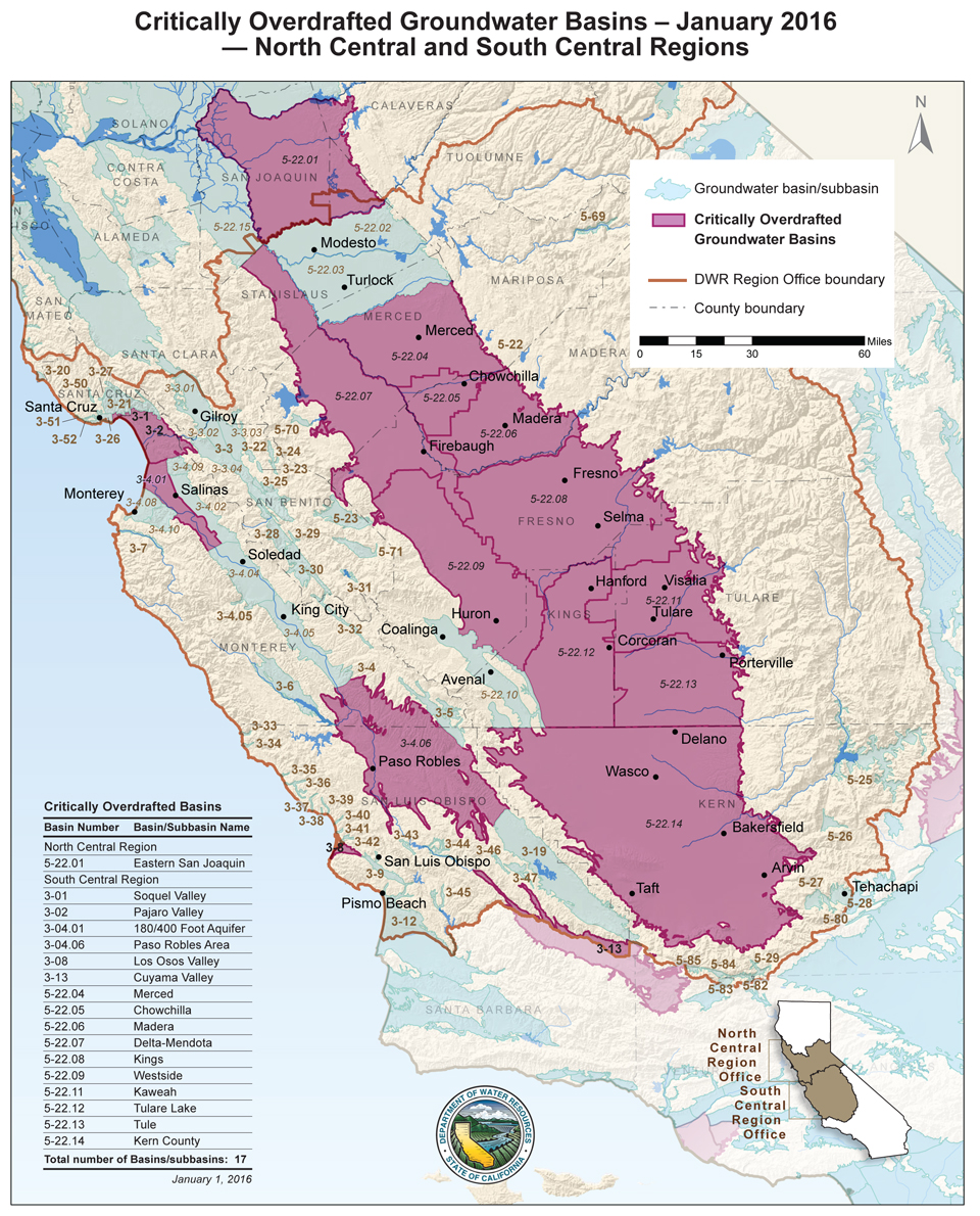 california central valley critically overdrafted groundwater basins