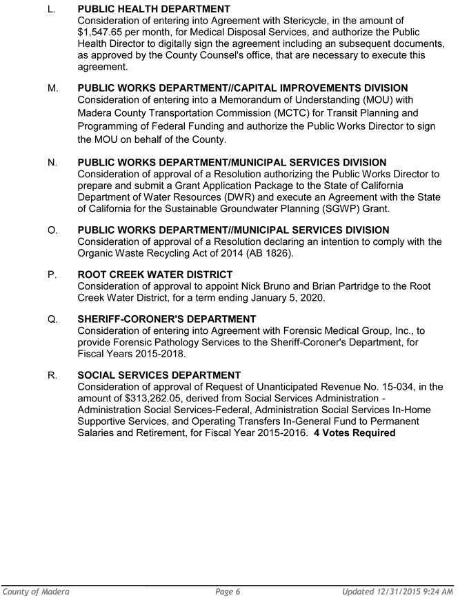 madera county board of supervisors meeting agenda january 5 2016 6