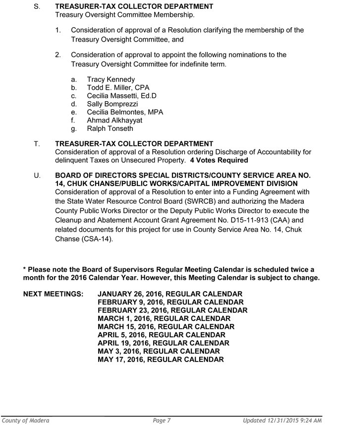 madera county board of supervisors meeting agenda january 5 2016 7