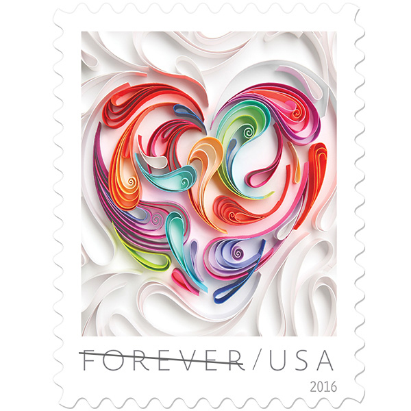 quilled paper heart forever stamp 2016