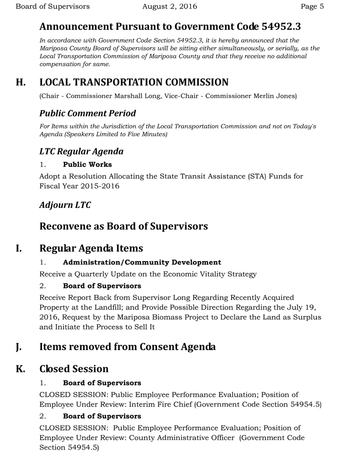 2016 08 02 mariposa county board of supervisors agenda august 2 2016 5