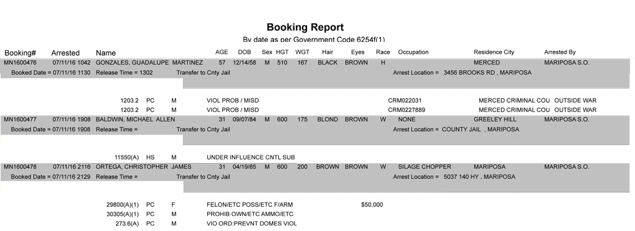 mariposa county booking report july 11 2016