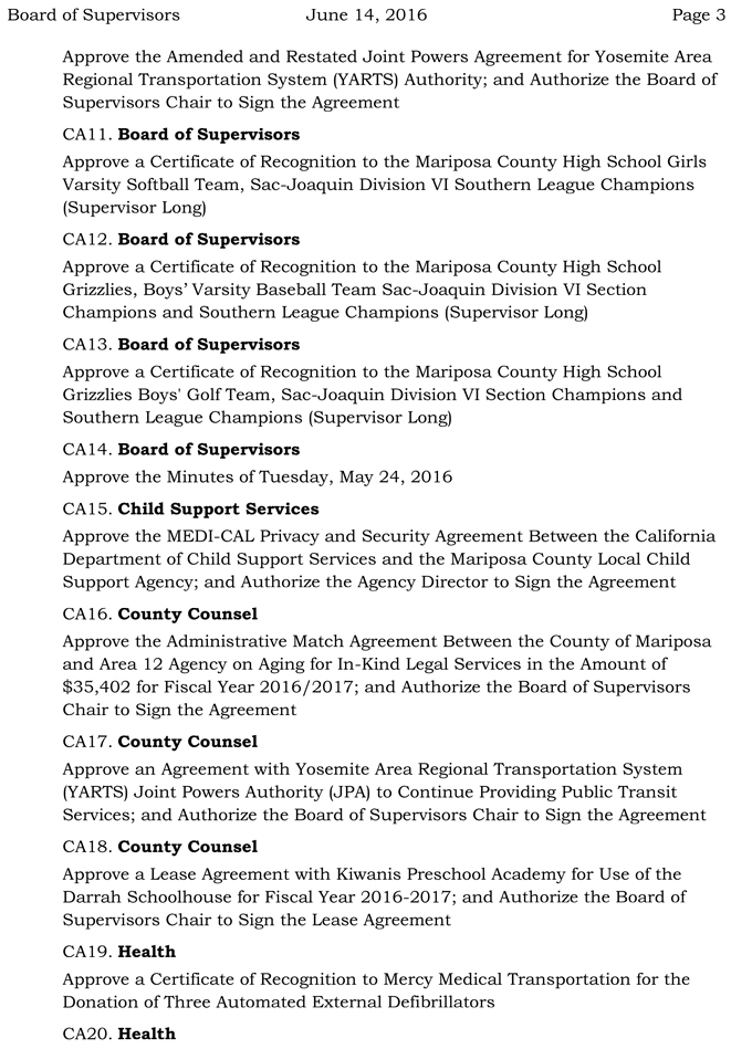 2016 06 14 mariposa county board of supervisors agenda june 14 2016 3