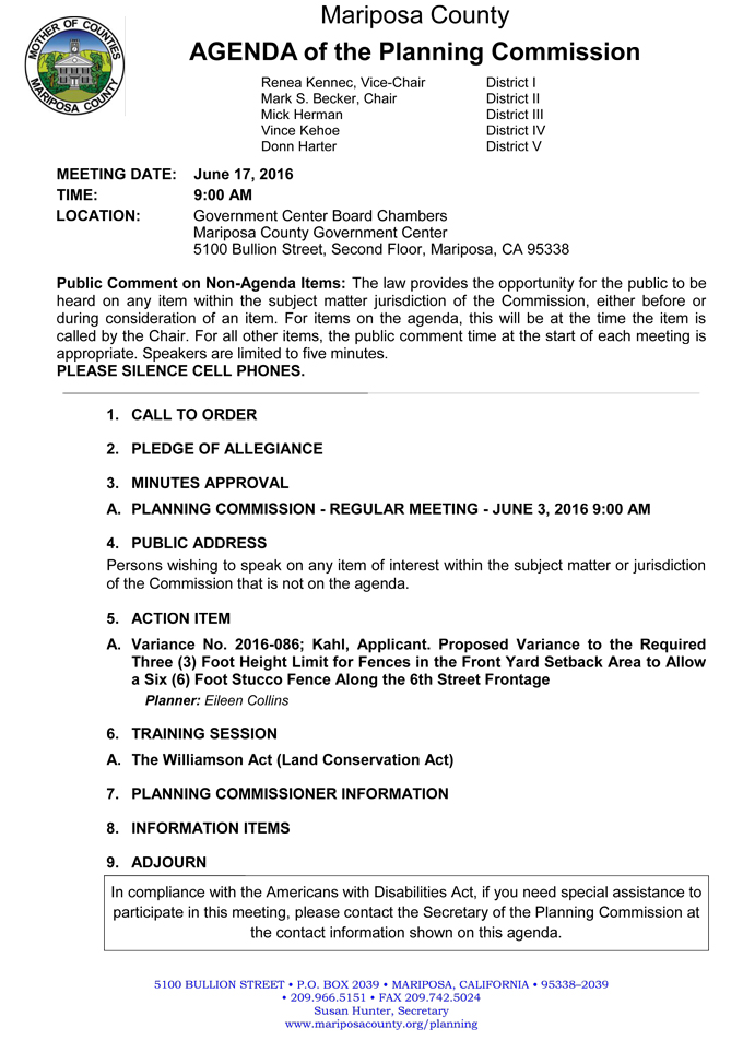 2016 06 17 mariposa county planning commission agenda june 17 2016