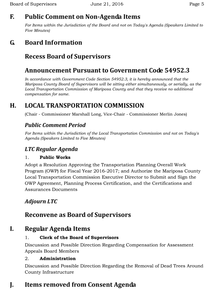 2016 06 21 mariposa county board of supervisors agenda june 21 2016 5