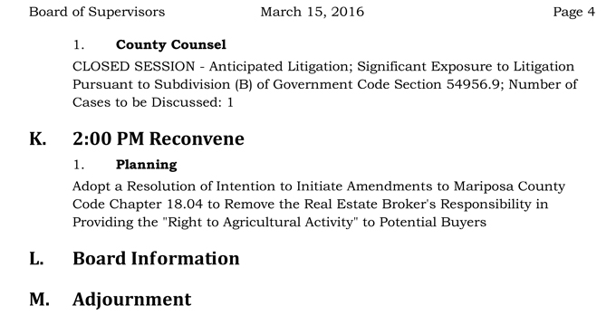 mariposa county board of supervisors meeting agenda march 15 2016 4