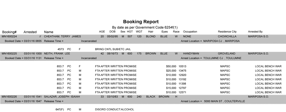 mariposa county booking report march 31 2016