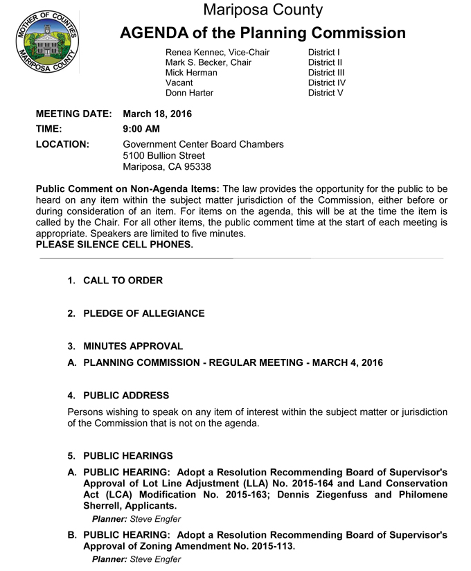 mariposa county planning department agenda march 18 2016 1