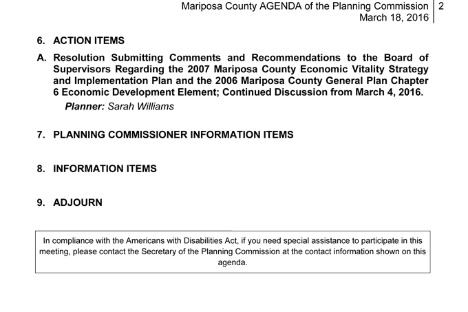 mariposa county planning department agenda march 18 2016 2