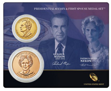 richard m nixon 2016 presidential one dollar coin first spouse medal set