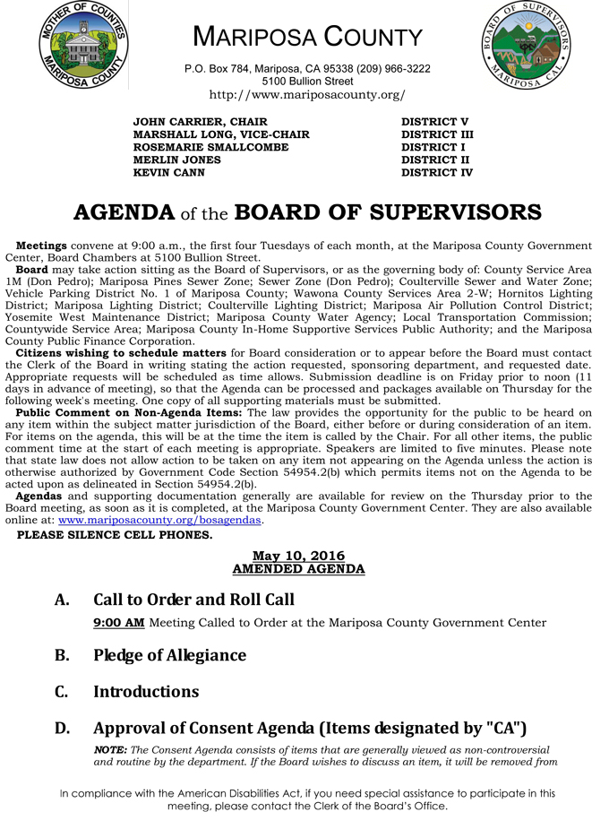 2016 05 10 mariposa county board of supervisors agenda may 10 2016 1