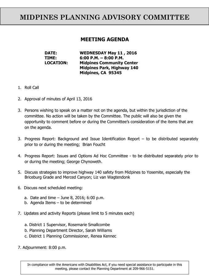 2016 05 11 midpines planning advisory committee agenda may 11 2016