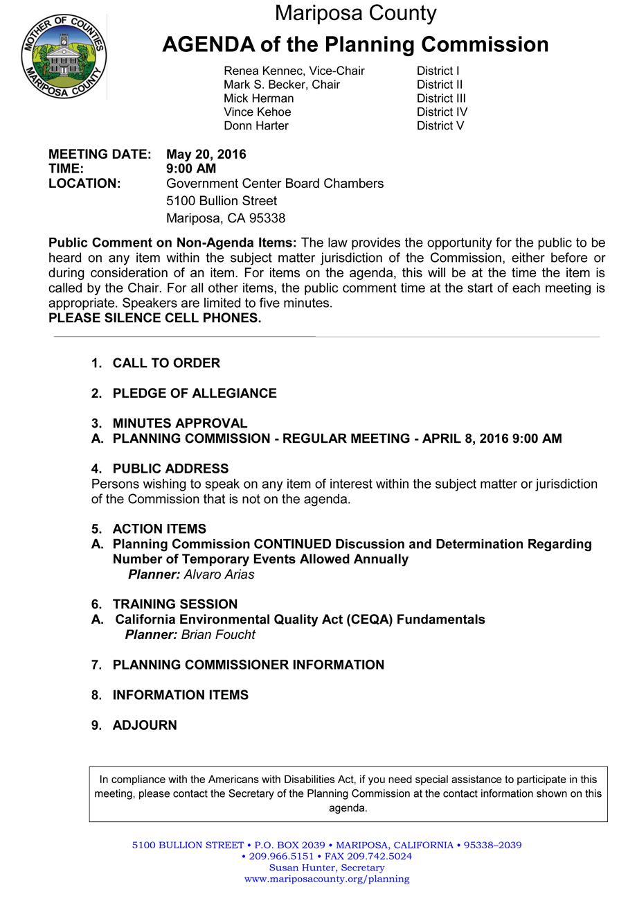 2016 05 20 mariposa county planning commission agenda may 20 2016