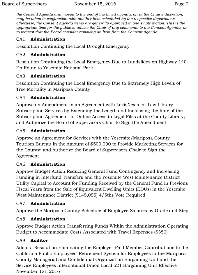 2016 11 15 mariposa county board of supervisors agenda november 15 2016 2