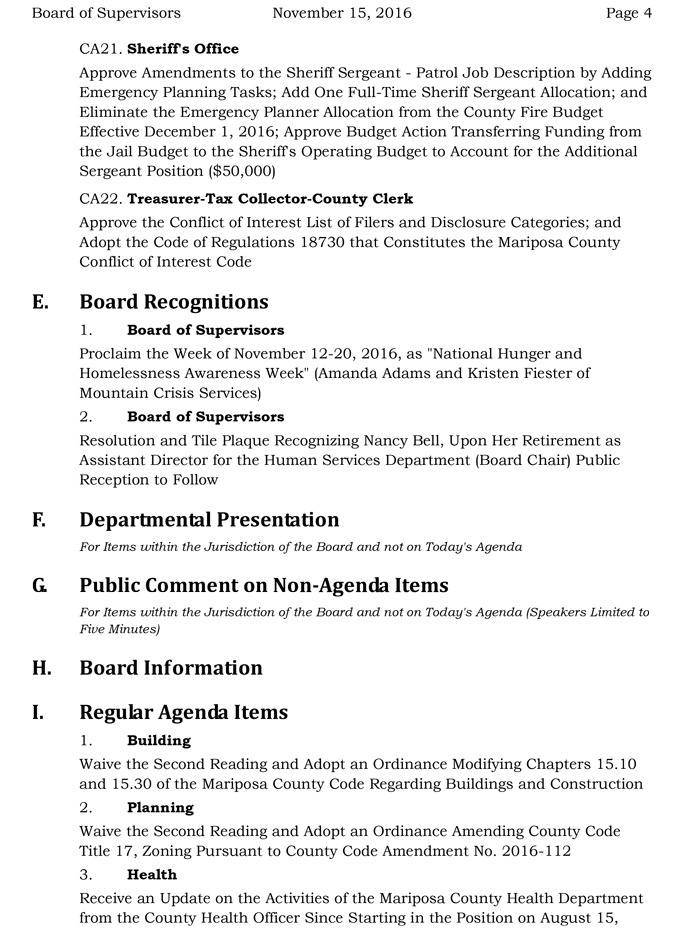 2016 11 15 mariposa county board of supervisors agenda november 15 2016 4