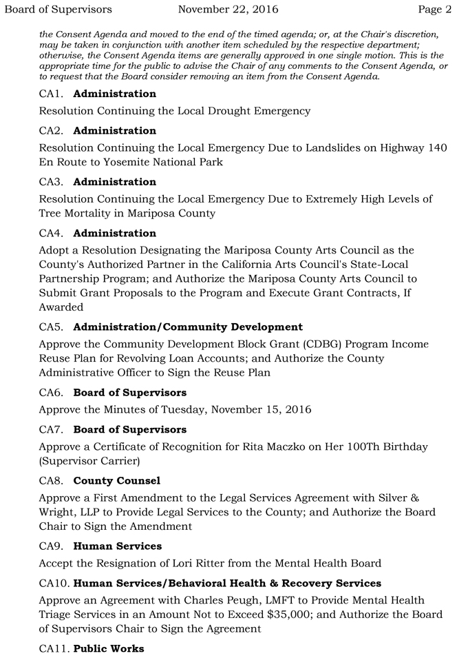 2016 11 22 mariposa county board of supervisors agenda november 22 2016 2