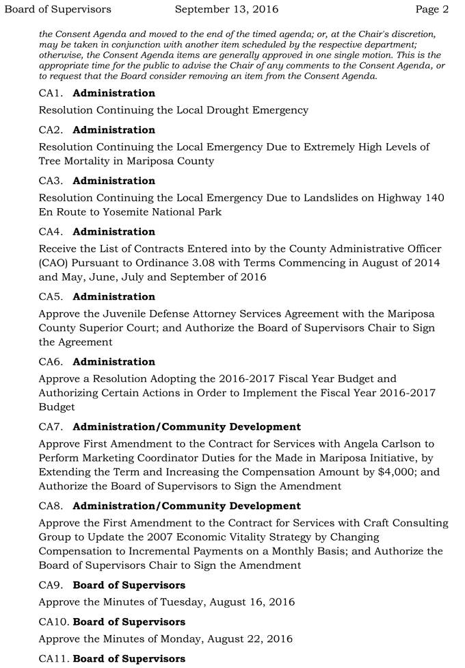 2016 09 13 mariposa county board of supervisors agenda september 13 2016 2