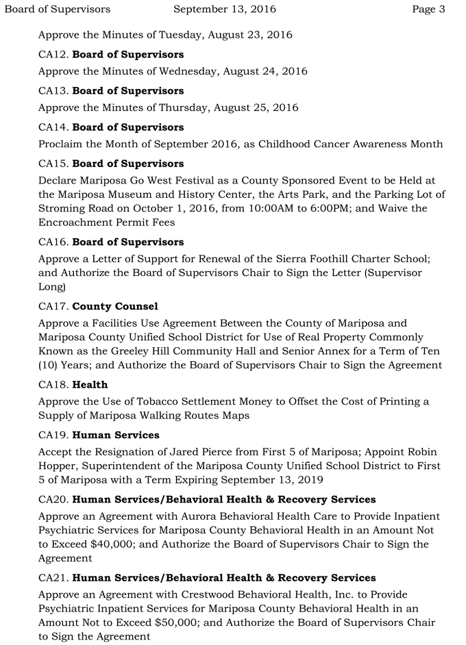 2016 09 13 mariposa county board of supervisors agenda september 13 2016 3