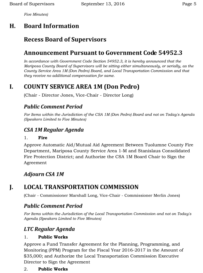 2016 09 13 mariposa county board of supervisors agenda september 13 2016 5