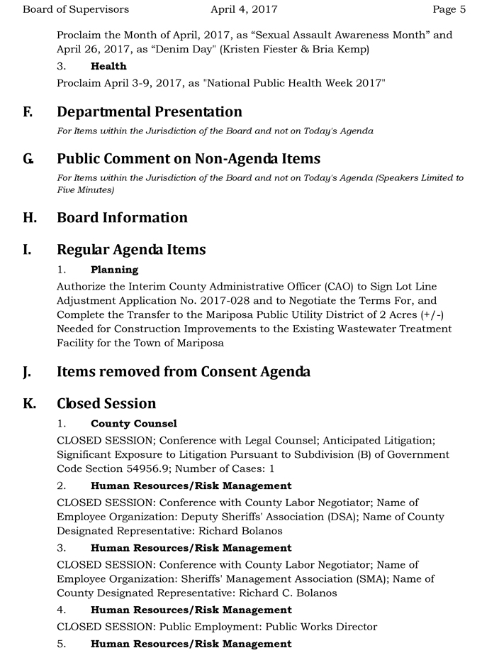 2017 04 04 mariposa county board of supervisors agenda april 4 2017 5