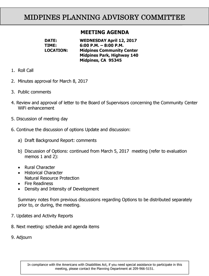 2017 04 12 mariposa county midpines planning advisory committee agenda april 12 2017