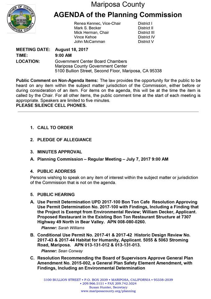 2017 08 18 mariposa county planning commission agenda august 18 2017 1