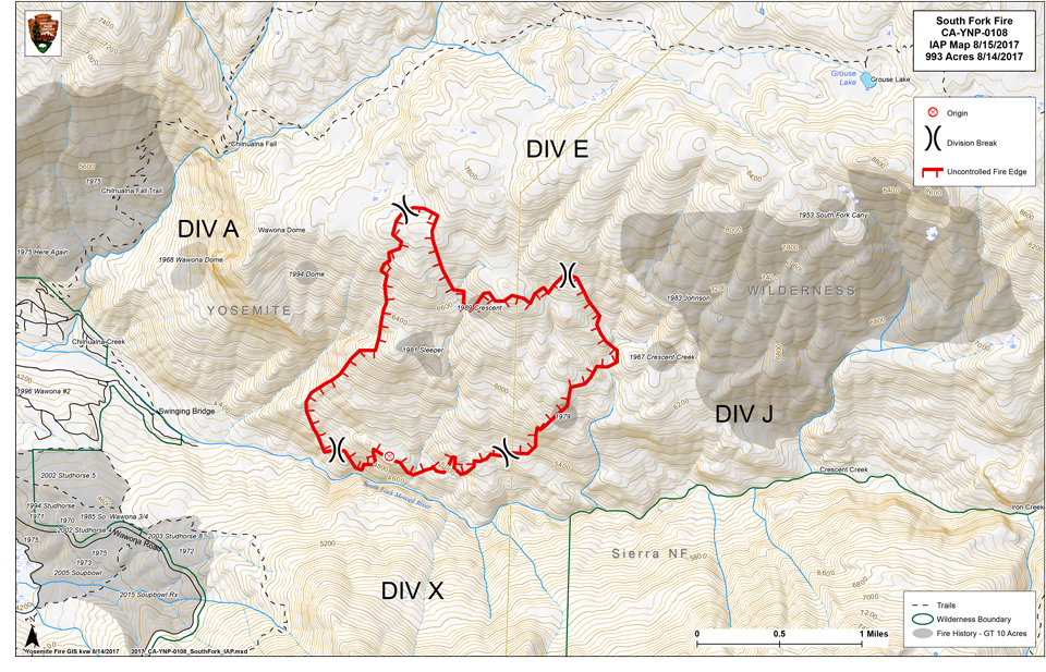 yosemite south fork fire map 8152017