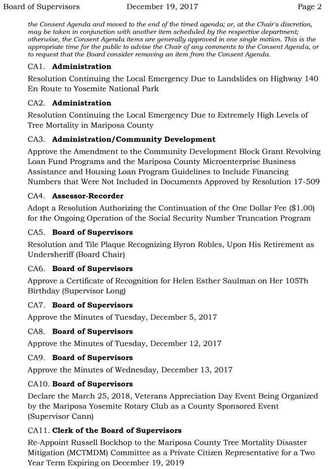 2017 12 19 mariposa county Board of Supervisors agenda december 19 2017 2