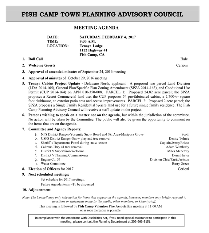 2017 02 04 mariposa county fish camp town planning advisory council agenda february 4 2017