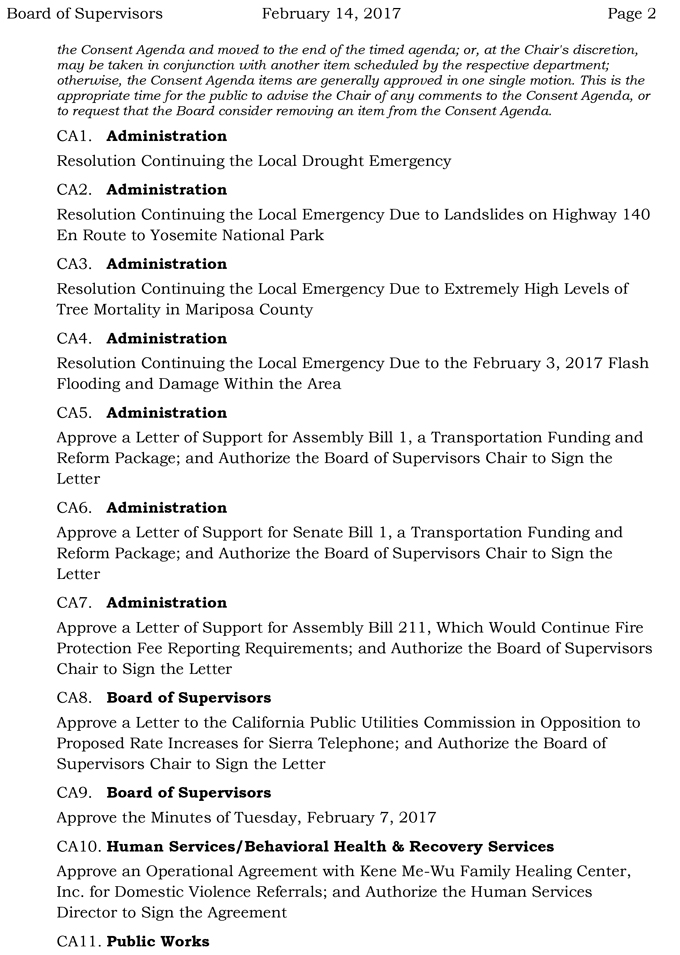 2017 02 14 mariposa county board of supervisors agenda february 14 2017 2